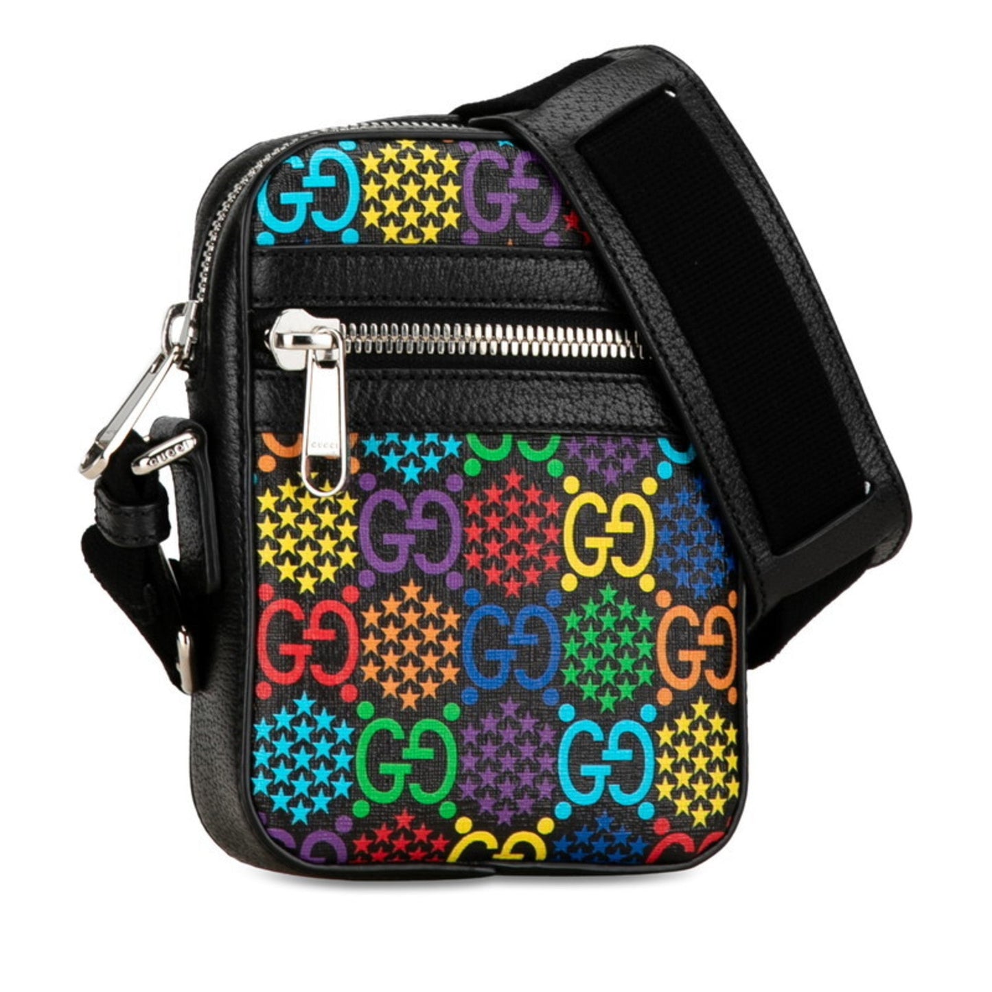 Gucci Black Multi-Color Pvc Leather Shoulder Bag