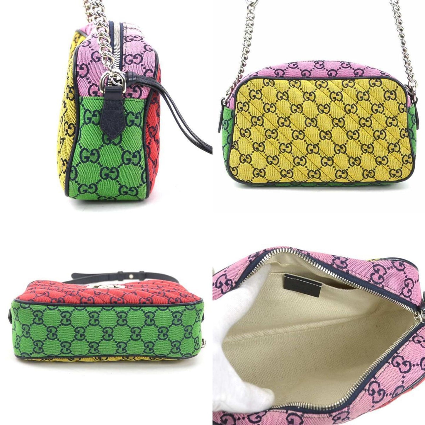 Gucci Multi-Color Navy Gg Canvas Leather Shoulder Bag