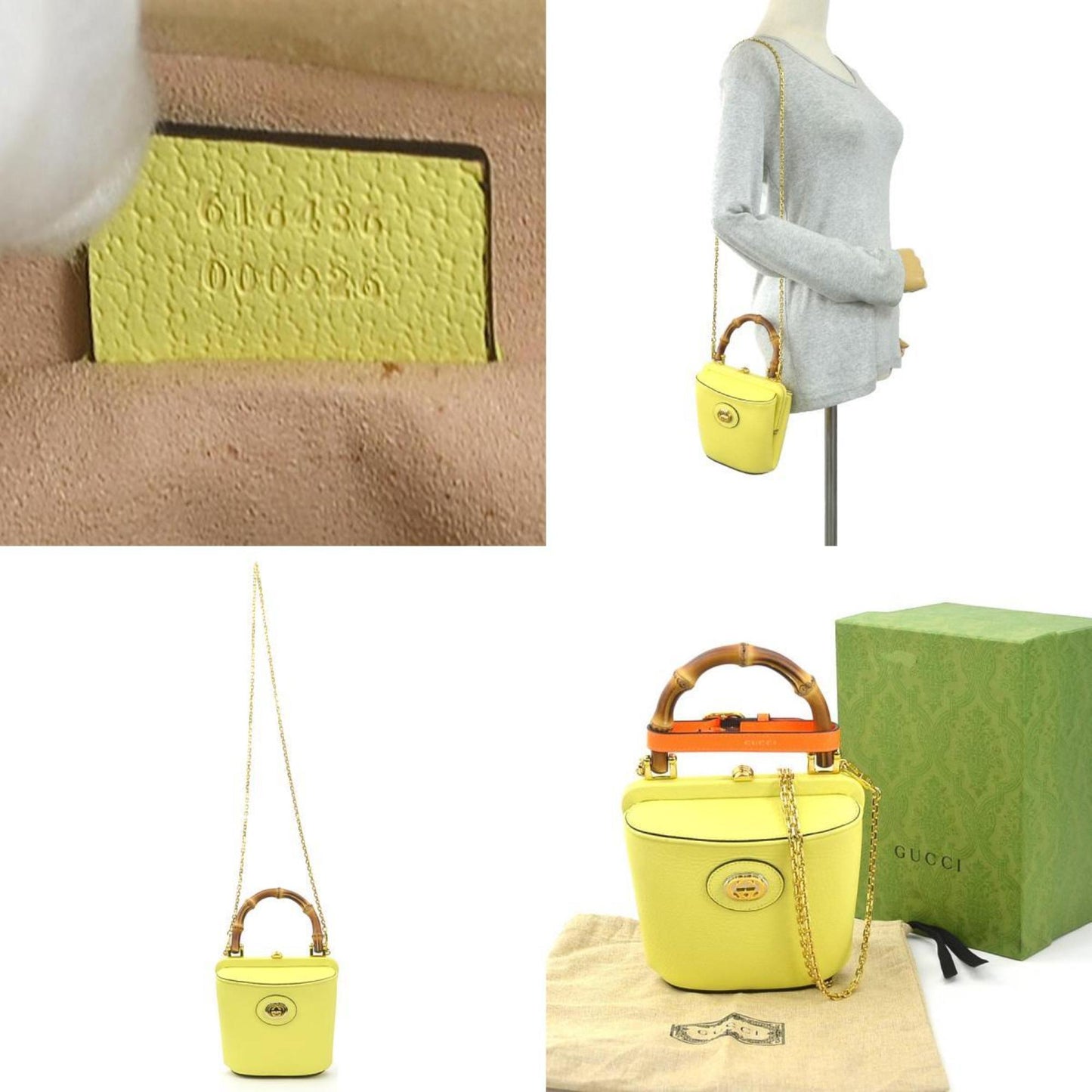 Gucci Yellow Leather Handbag Shoulder Bag