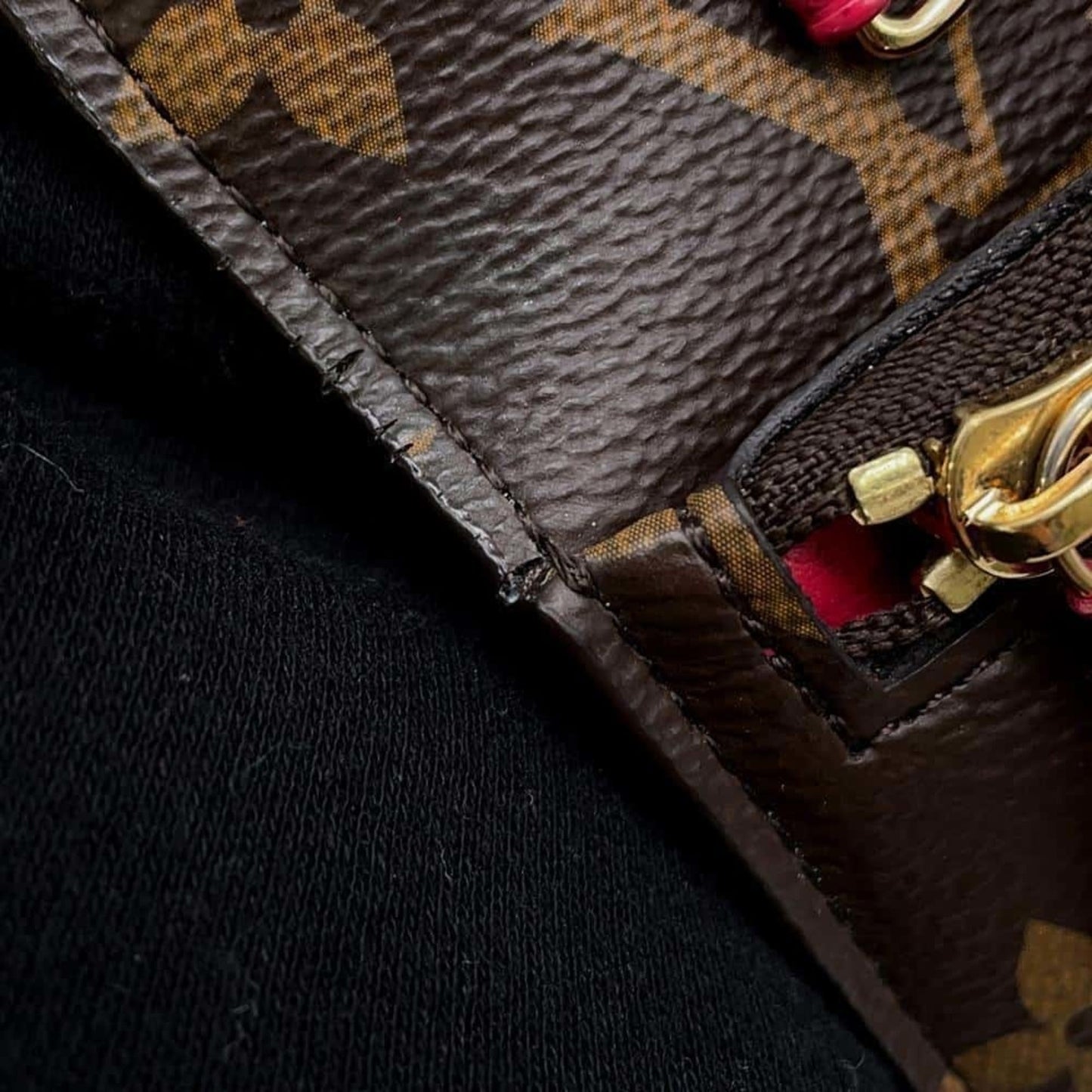 Louis Vuitton Brown Fuchsia Pink Monogram Chain/Shoulder Wallet