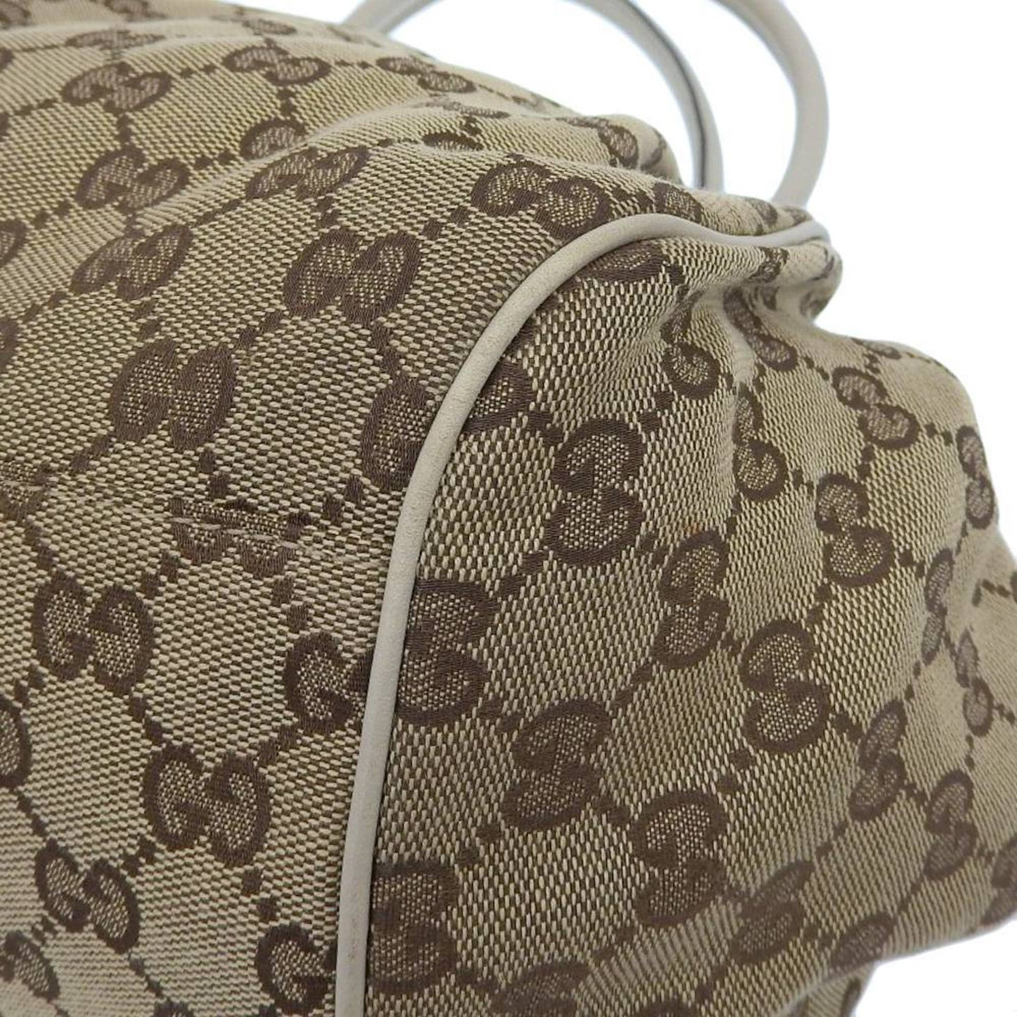 Gucci Gg Canvas Beige Gg Canvas Leather Handbag Tote Bag