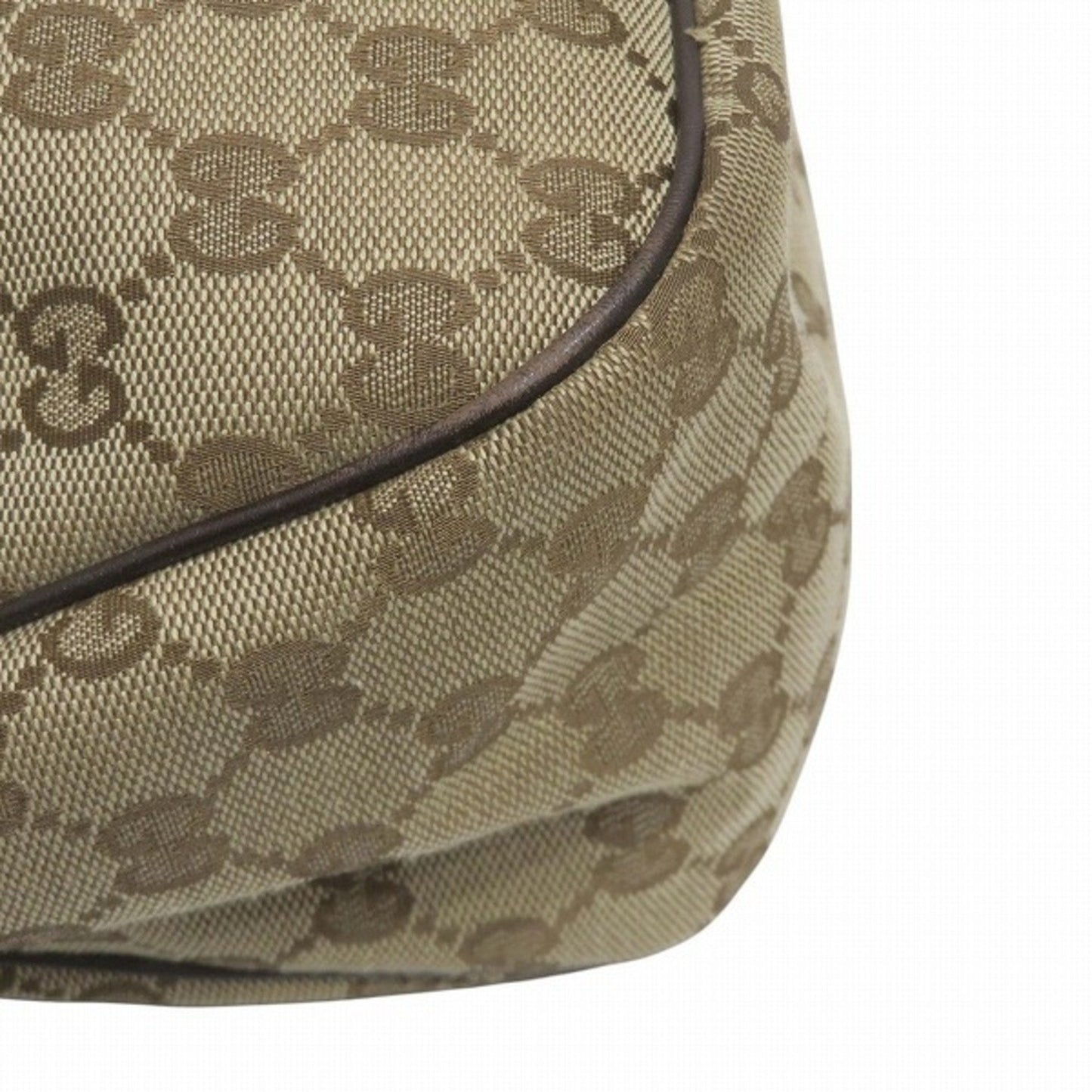 Gucci Beige Dark Brown Canvas Leather Shoulder Bag Tote Bag