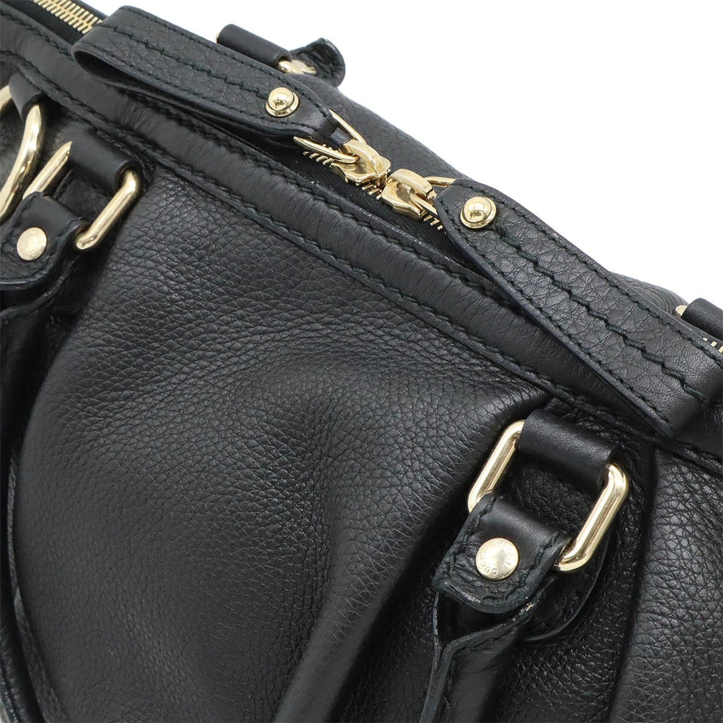 Gucci Sukey Black Leather Handbag Shoulder Bag Tote Bag