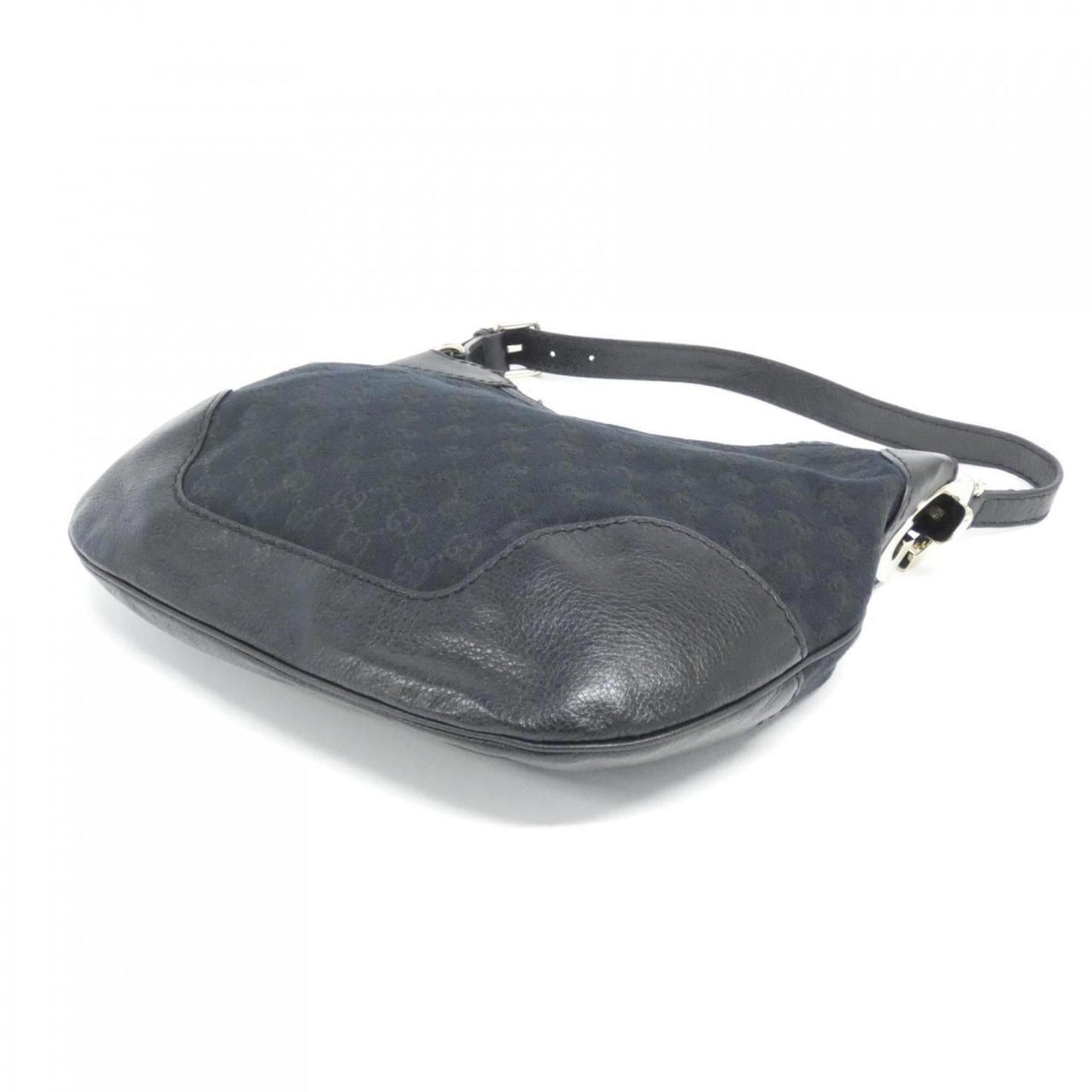 Gucci Black Gg Canvas Leather Shoulder Bag