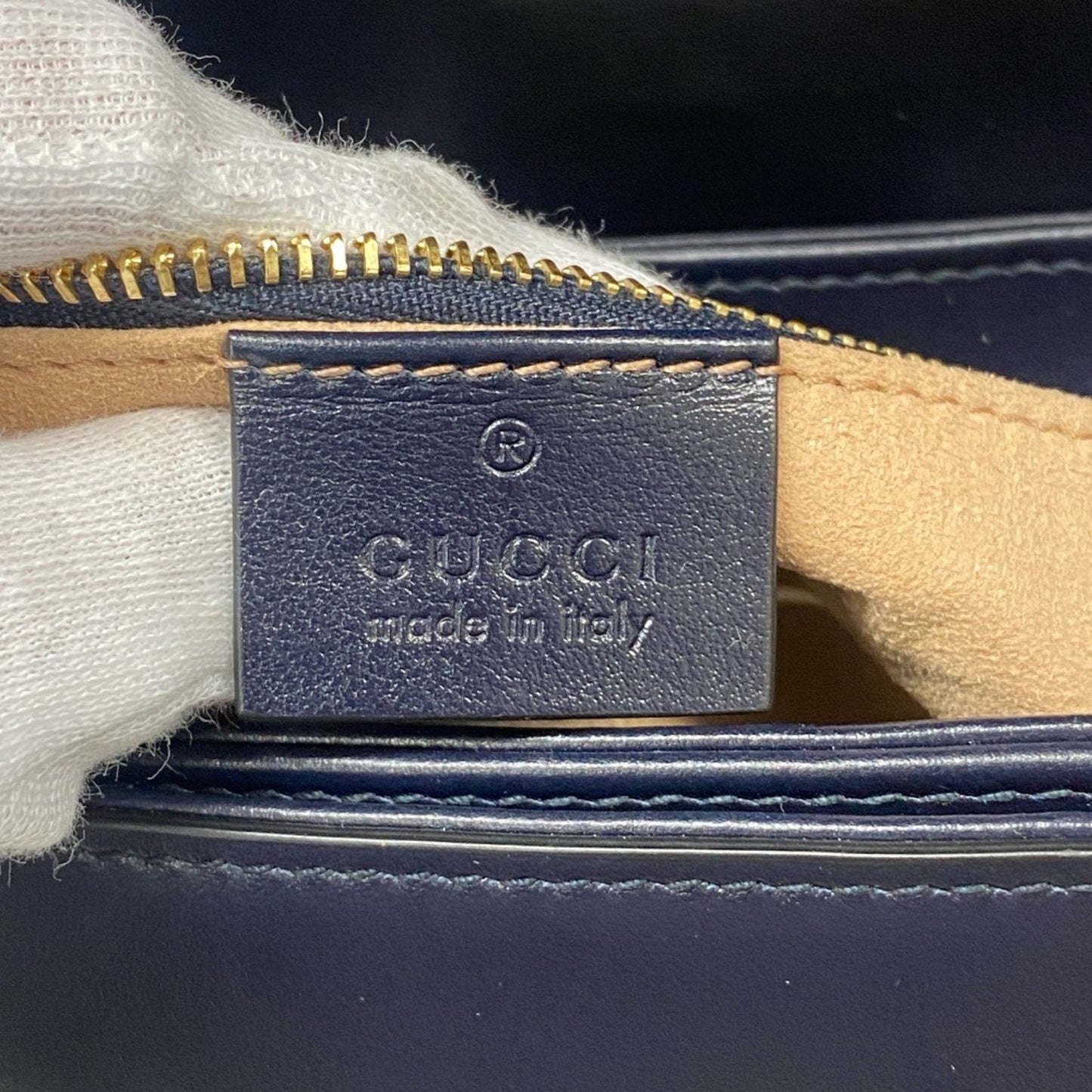 Gucci Horsebit Navy Red Color Leather Shoulder Bag
