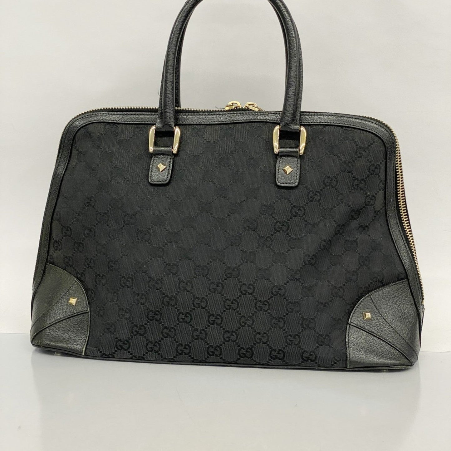 Gucci Black Canvas Leather Handbag