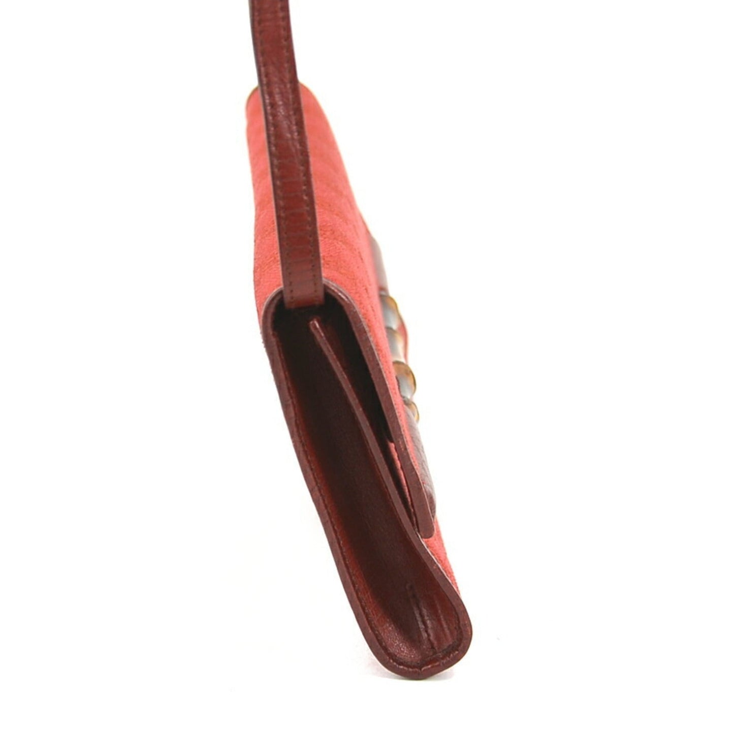 Gucci Bamboo Red Color Gg Canvas Shoulder Bag