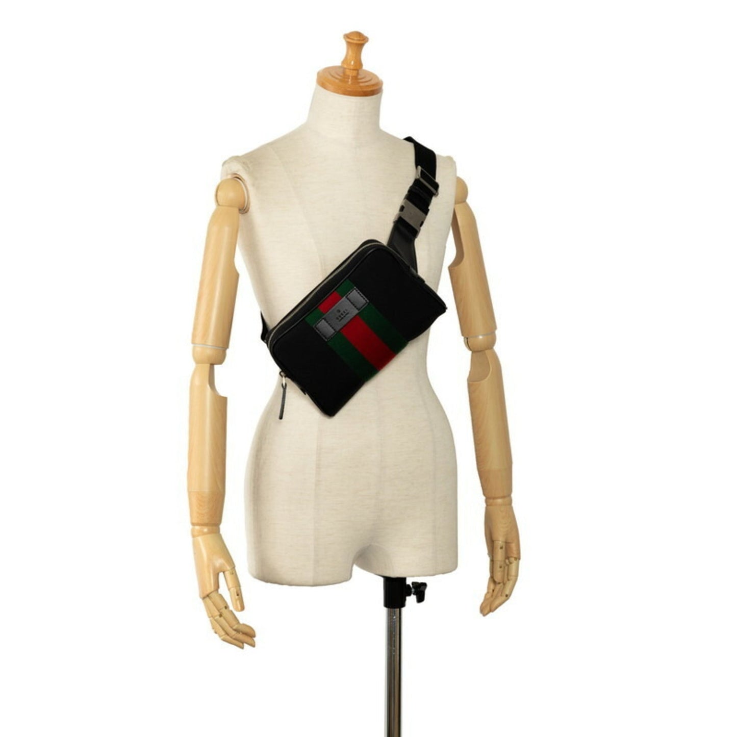 Gucci Sherry Line Black Red Color Canvas Pouch Sling Bag