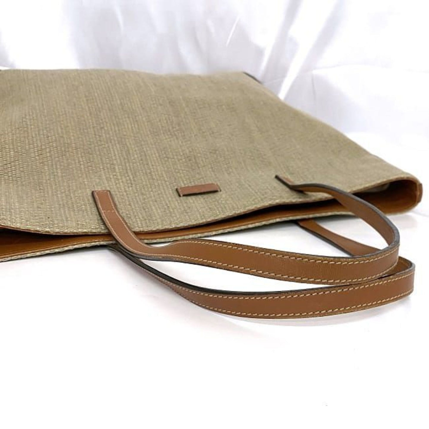 Gucci Beige Brown Coated Canvas Leather Tote Bag