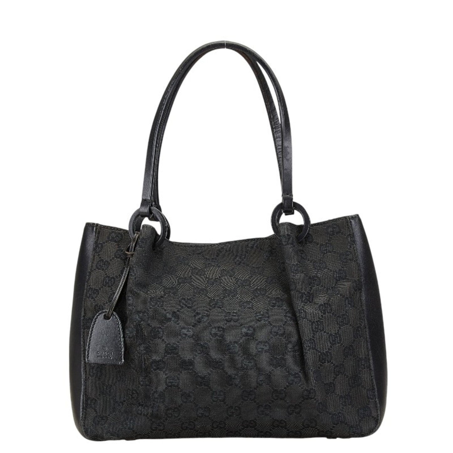 Gucci Black Canvas Leather Pouch Shoulder Bag Tote Bag ()