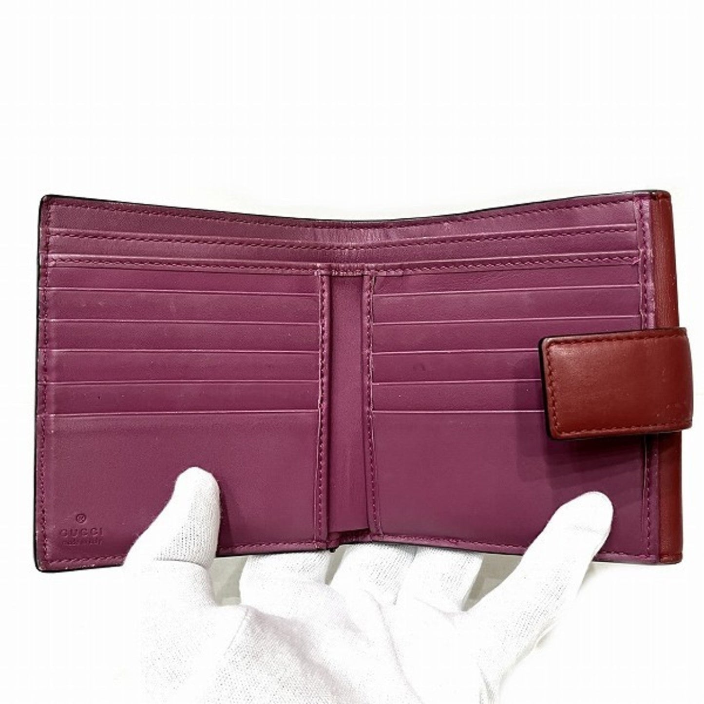 Gucci Gray Red Color Leather Pvc Wallet (Bi-Fold)