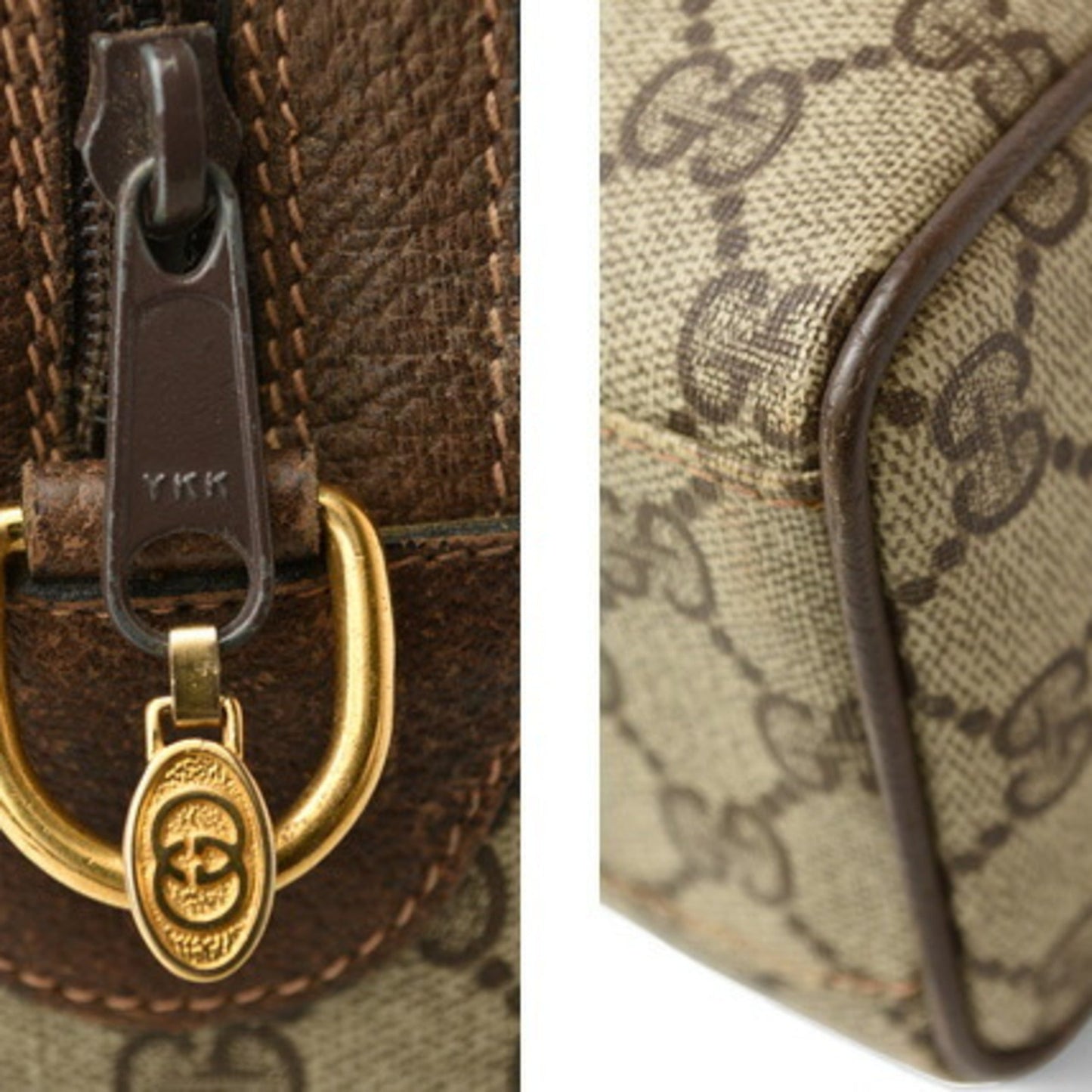 Gucci Beige Brown Pvc Leather Boston Bag Shoulder Bag