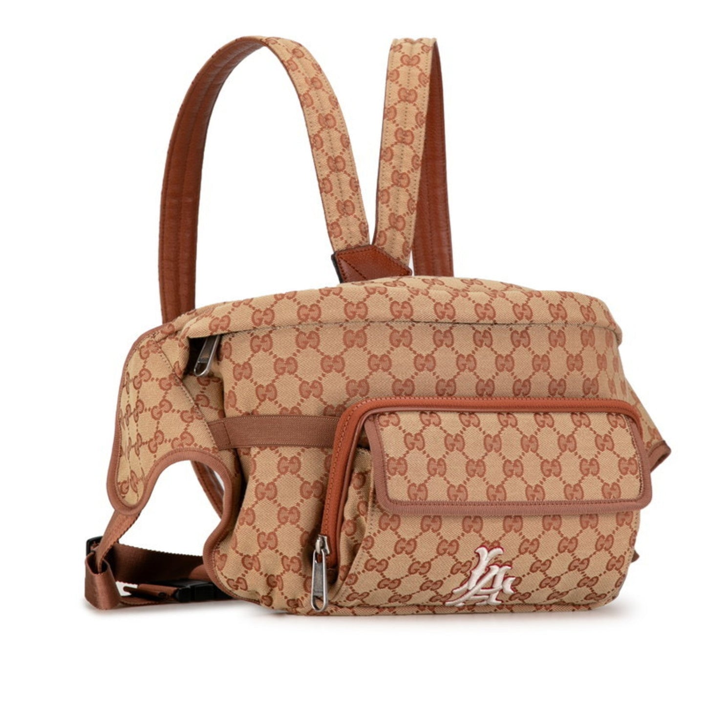 Gucci Beige Canvas Leather Backpack Sling Bag