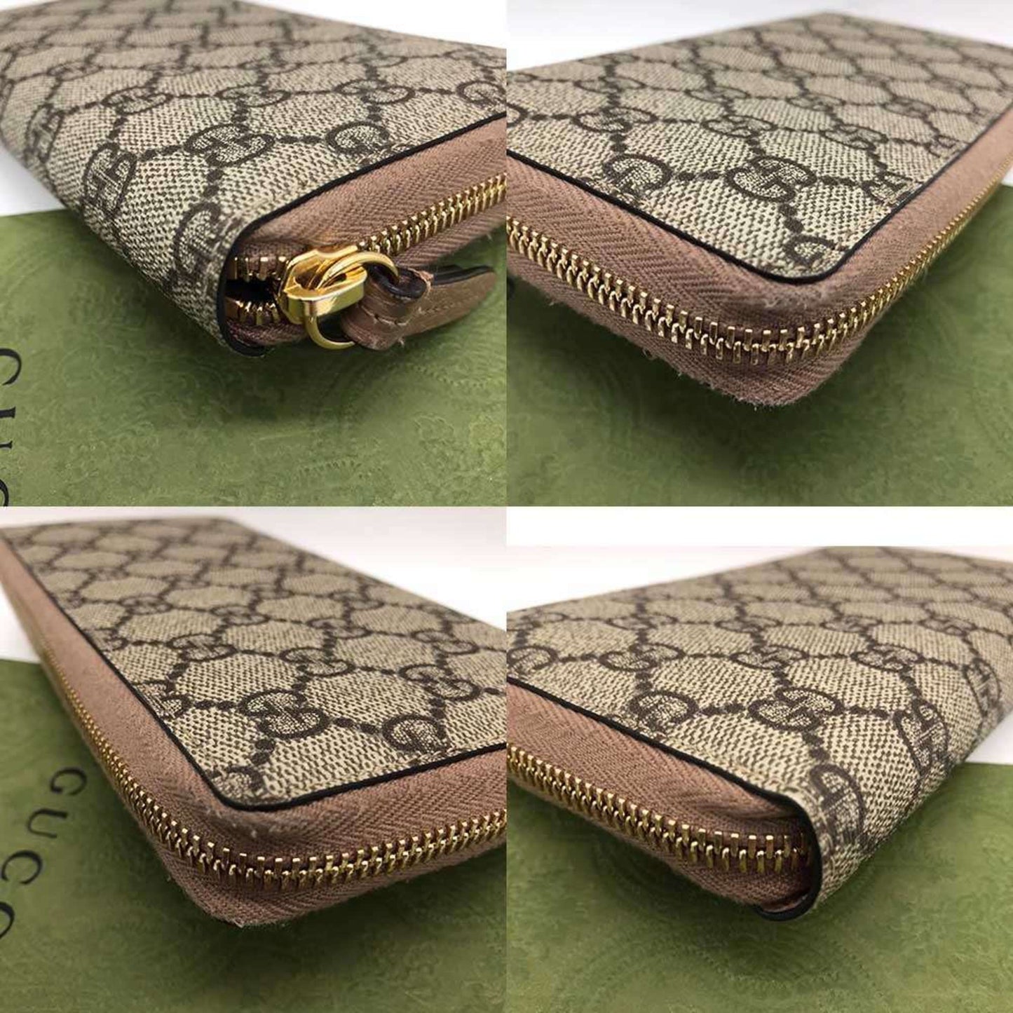 Gucci Beige Gg Supreme Long Wallet (Bi-Fold)