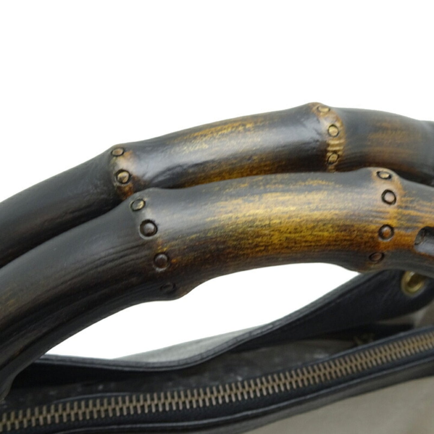Gucci Black Bamboo Leather Handbag Tote Bag