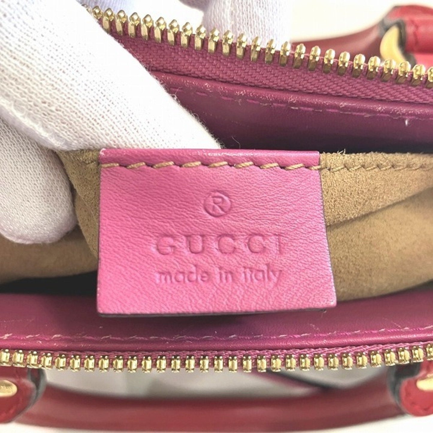 Gucci Pink Canvas Leather Handbag Shoulder Bag