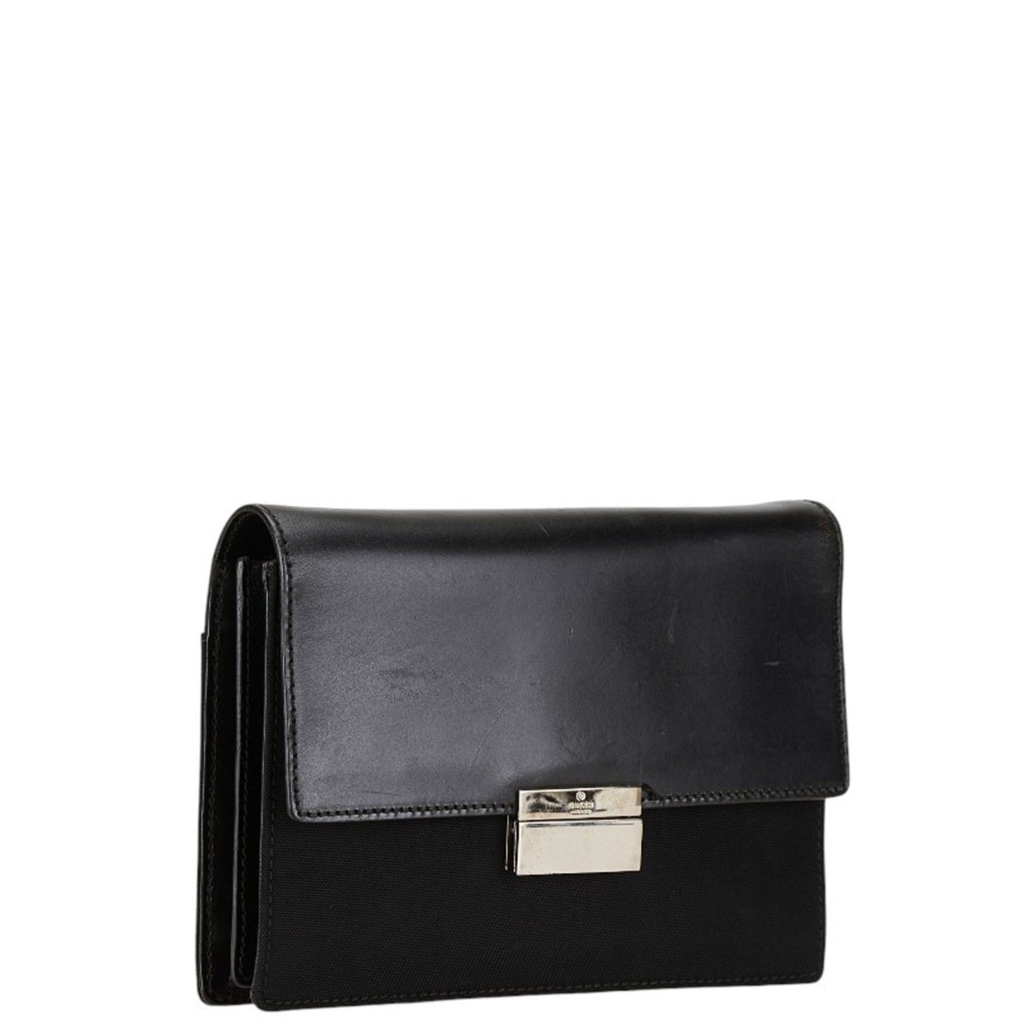 Gucci Black Canvas Leather Clutch Bag
