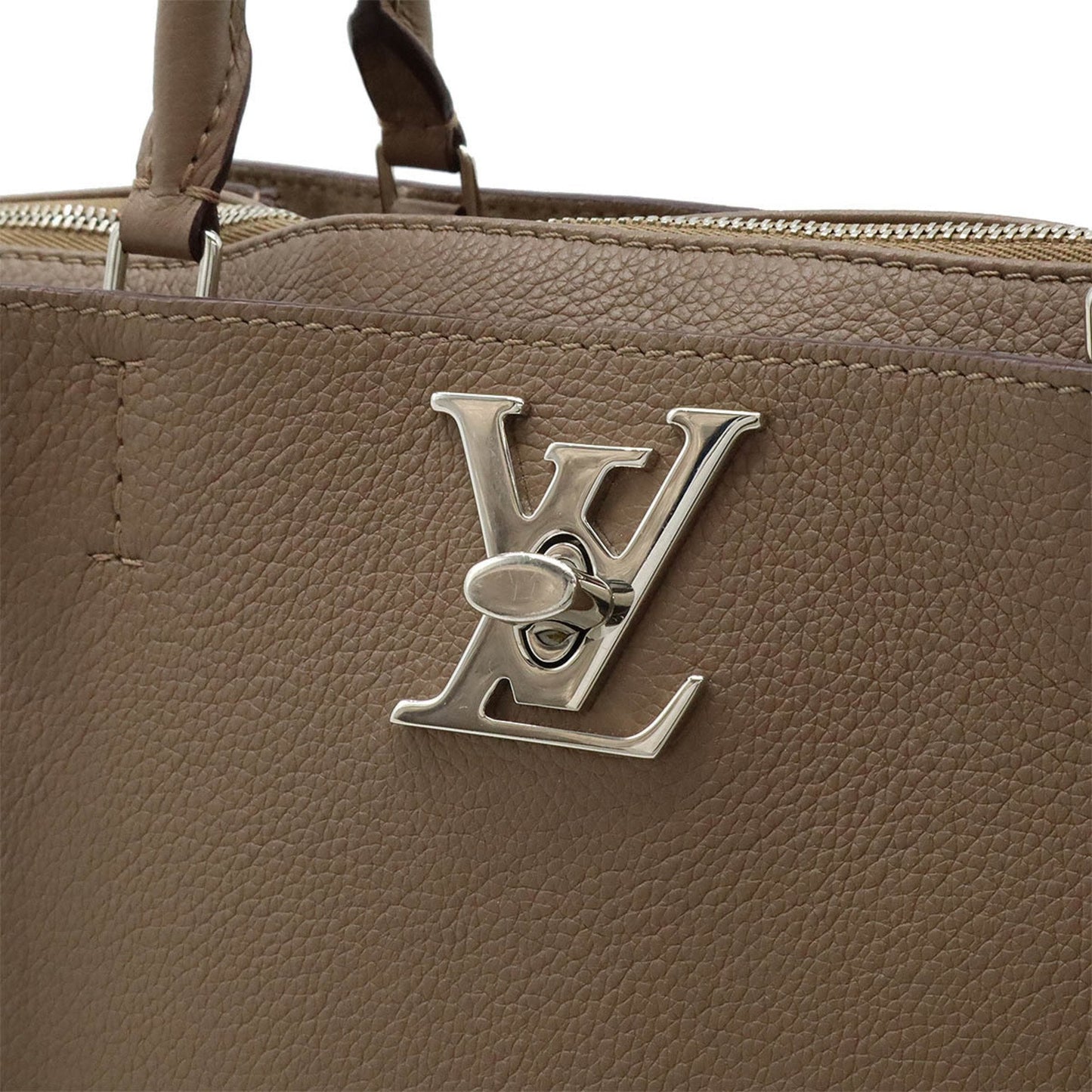 Louis Vuitton Brown Leather Handbag Shoulder Bag Tote Bag