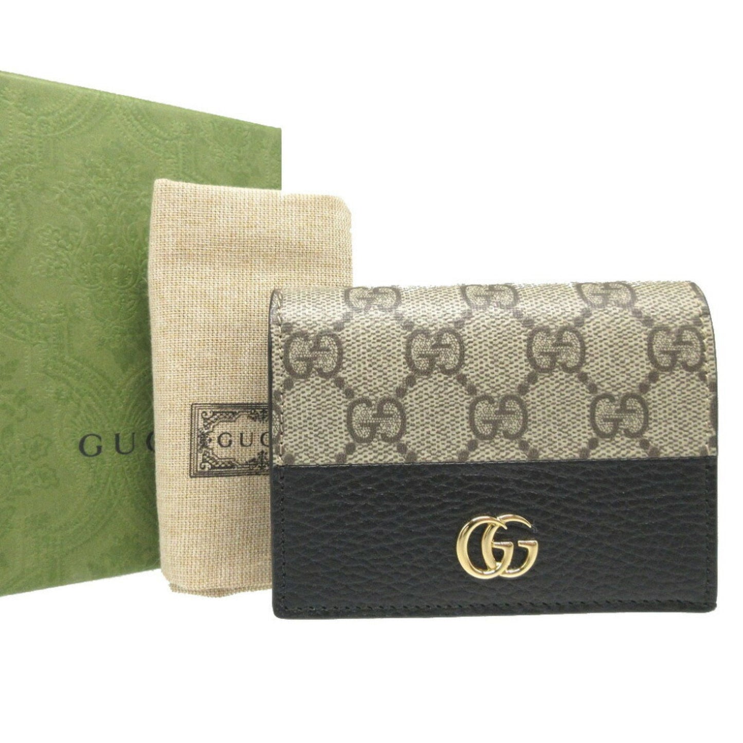 Gucci Beige Black Gg Supreme Wallet (Bi-Fold)