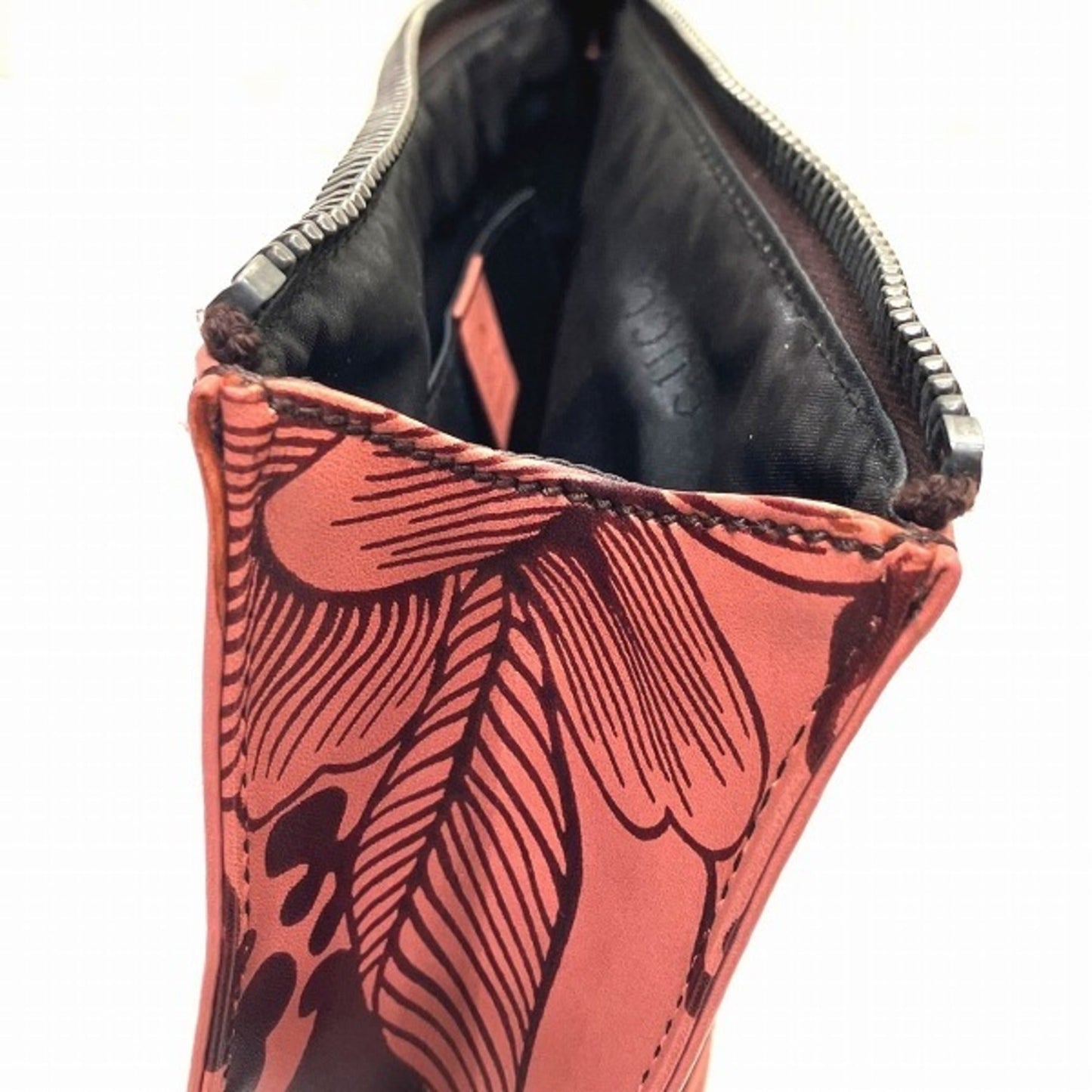 Gucci Flora Brown Pink Leather Clutch Bag Pouch