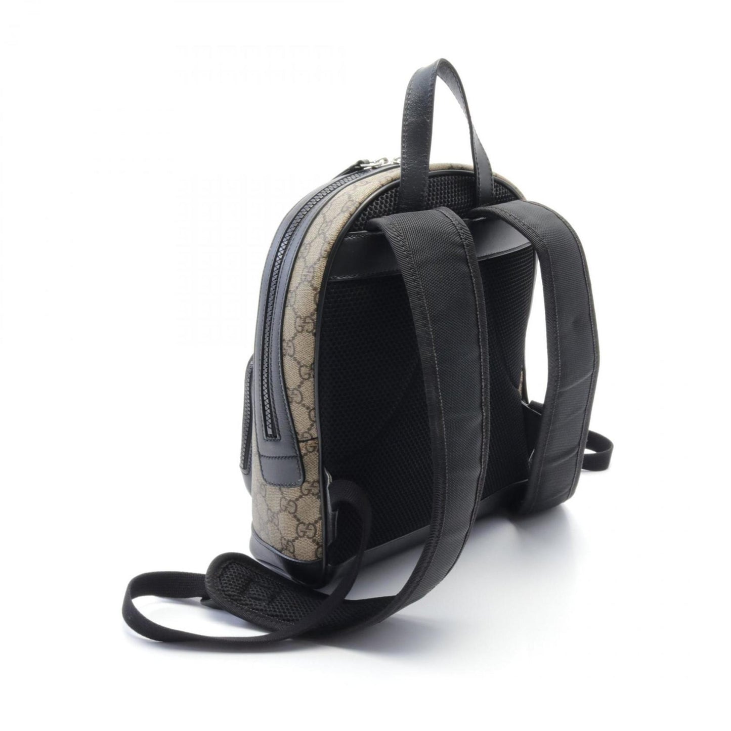 Gucci Beige Black Coated Canvas Leather Backpack