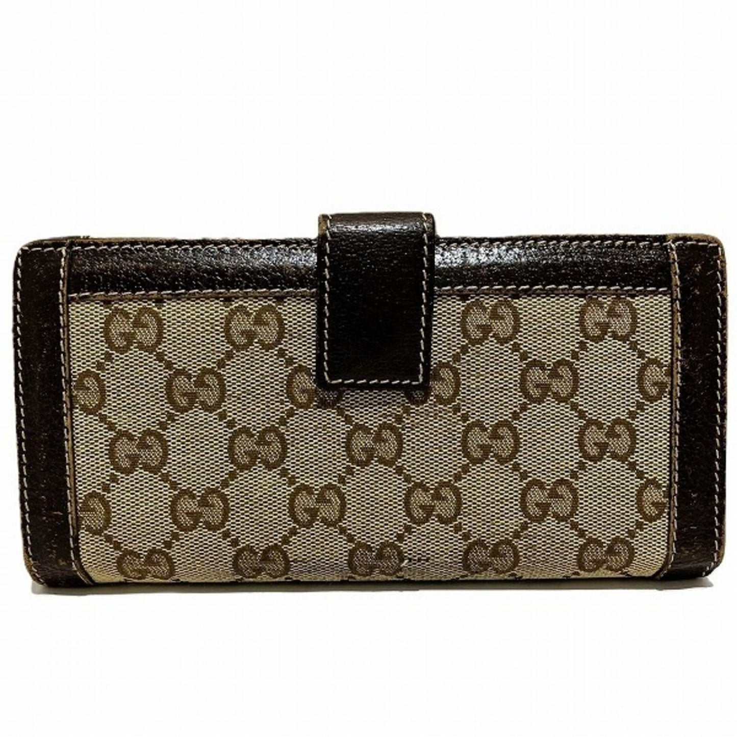 Gucci Brown Canvas Leather Long Wallet (Bi-Fold)