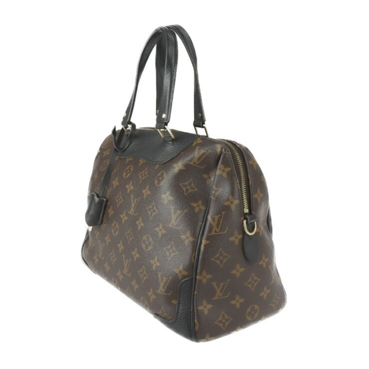 Louis Vuitton Black Brown Monogram Monogram Leather Boston Bag Handbag Shoulder Bag Tote Bag