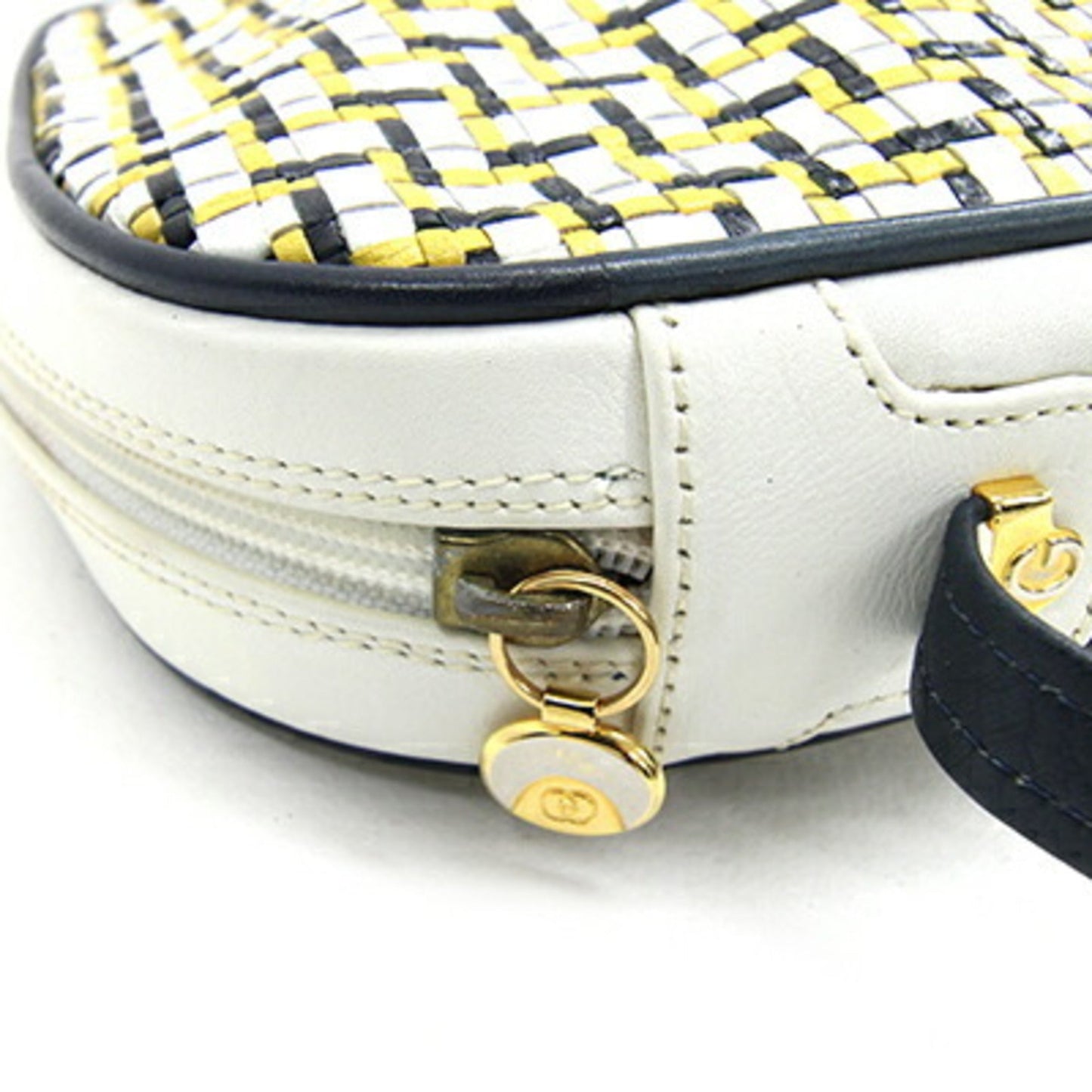 Gucci Navy White Yellow Leather Pochette Shoulder Bag