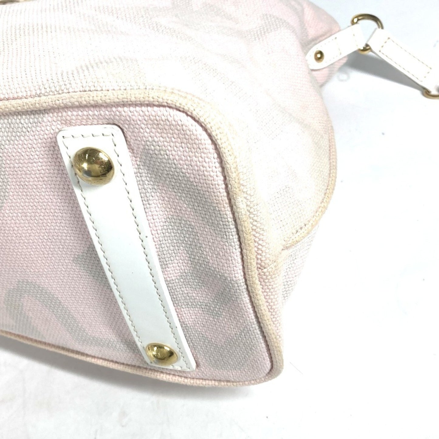 Louis Vuitton Pink White Cotton Shoulder Bag Tote Bag