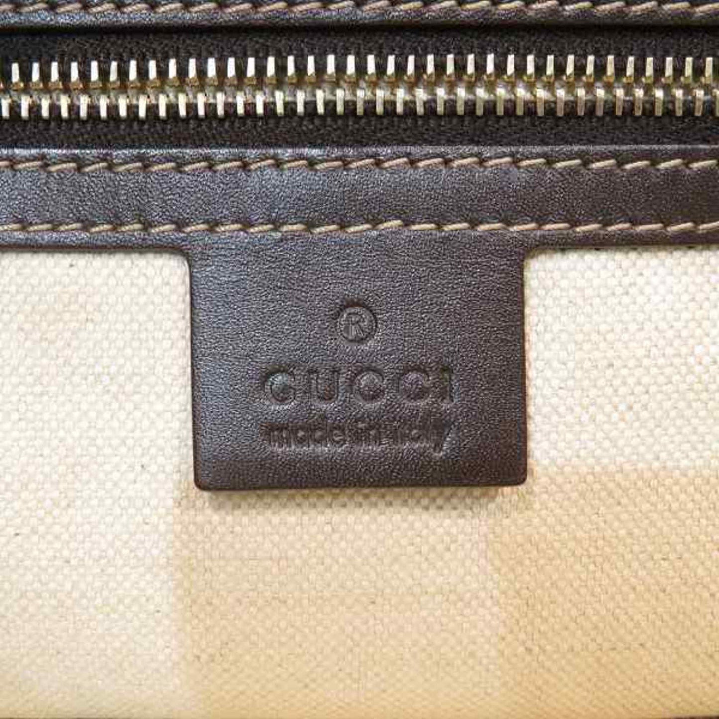 Gucci Brown Leather Canvas Handbag