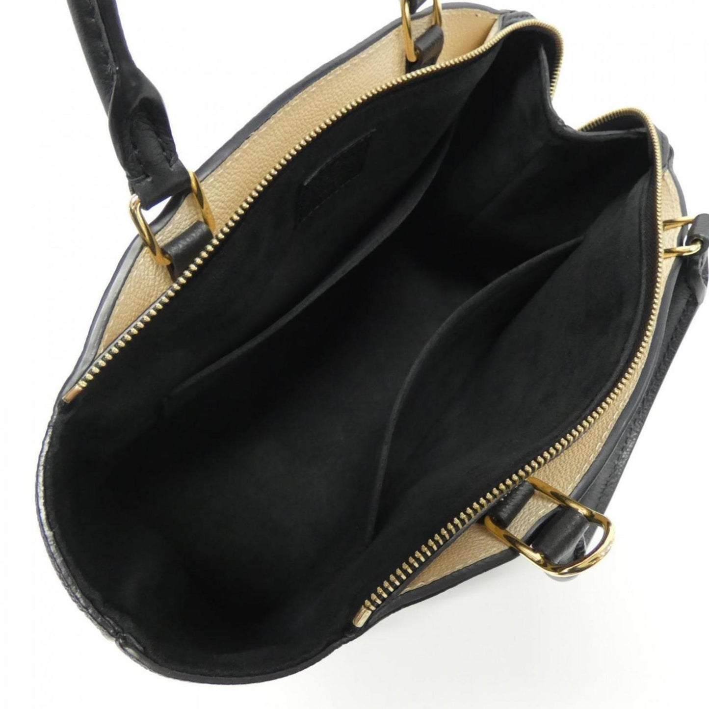 Louis Vuitton Beige Black Leather Handbag Shoulder Bag