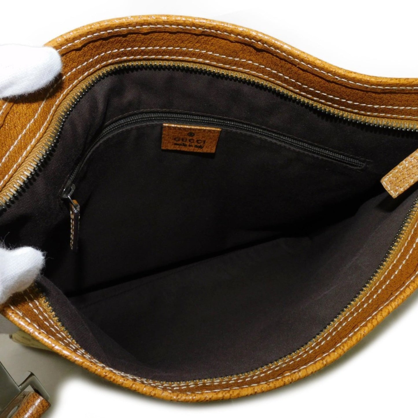Gucci Beige Brown Gg Canvas Leather Messenger Bag Shoulder Bag