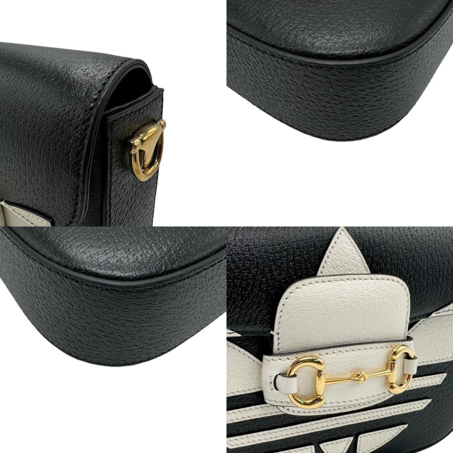 Gucci Black White Leather Shoulder Bag