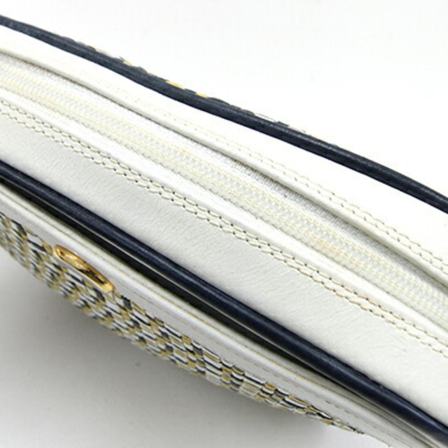Gucci Navy White Yellow Leather Pochette Shoulder Bag