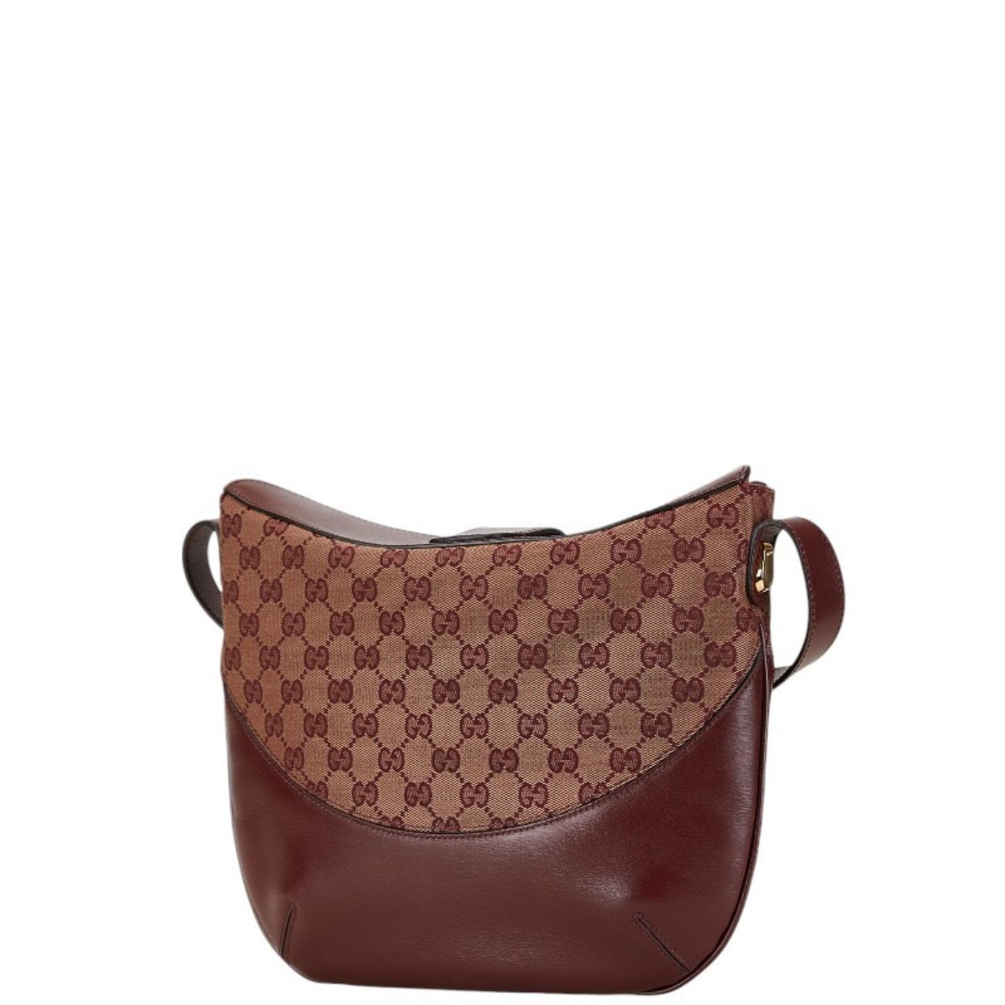 Gucci Bordeaux Red Color Wine Canvas Leather Shoulder Bag