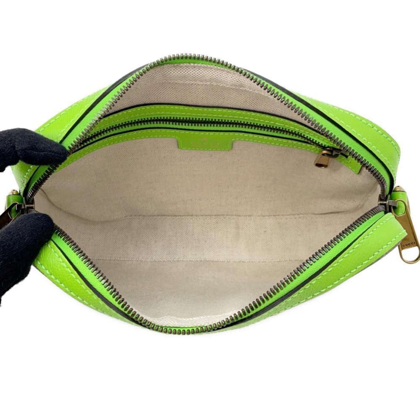 Gucci Beige Green Gg Supreme Leather Clutch Bag Shoulder Bag