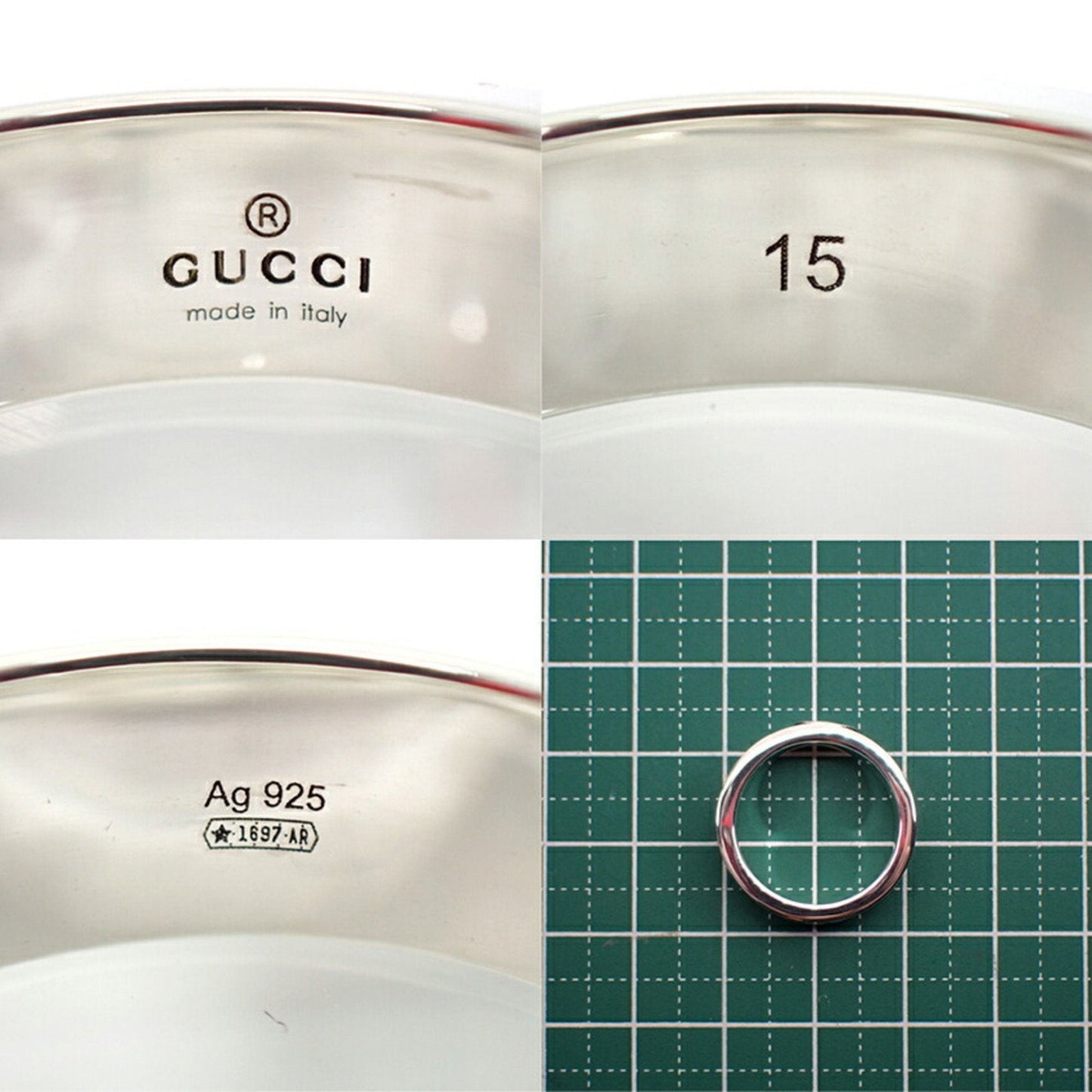 Gucci Silver Turquoise Enamel Sterling Silver 925 Band Ring