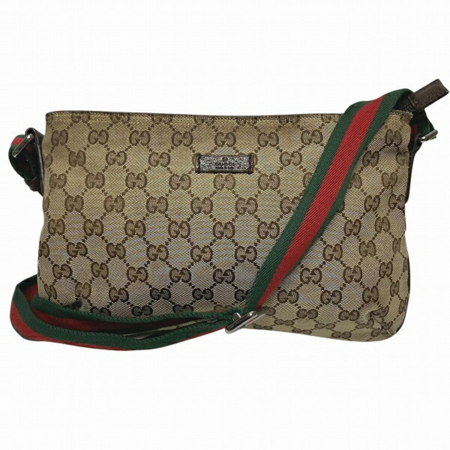 Gucci Brown Gg Canvas Leather Shoulder Bag ()