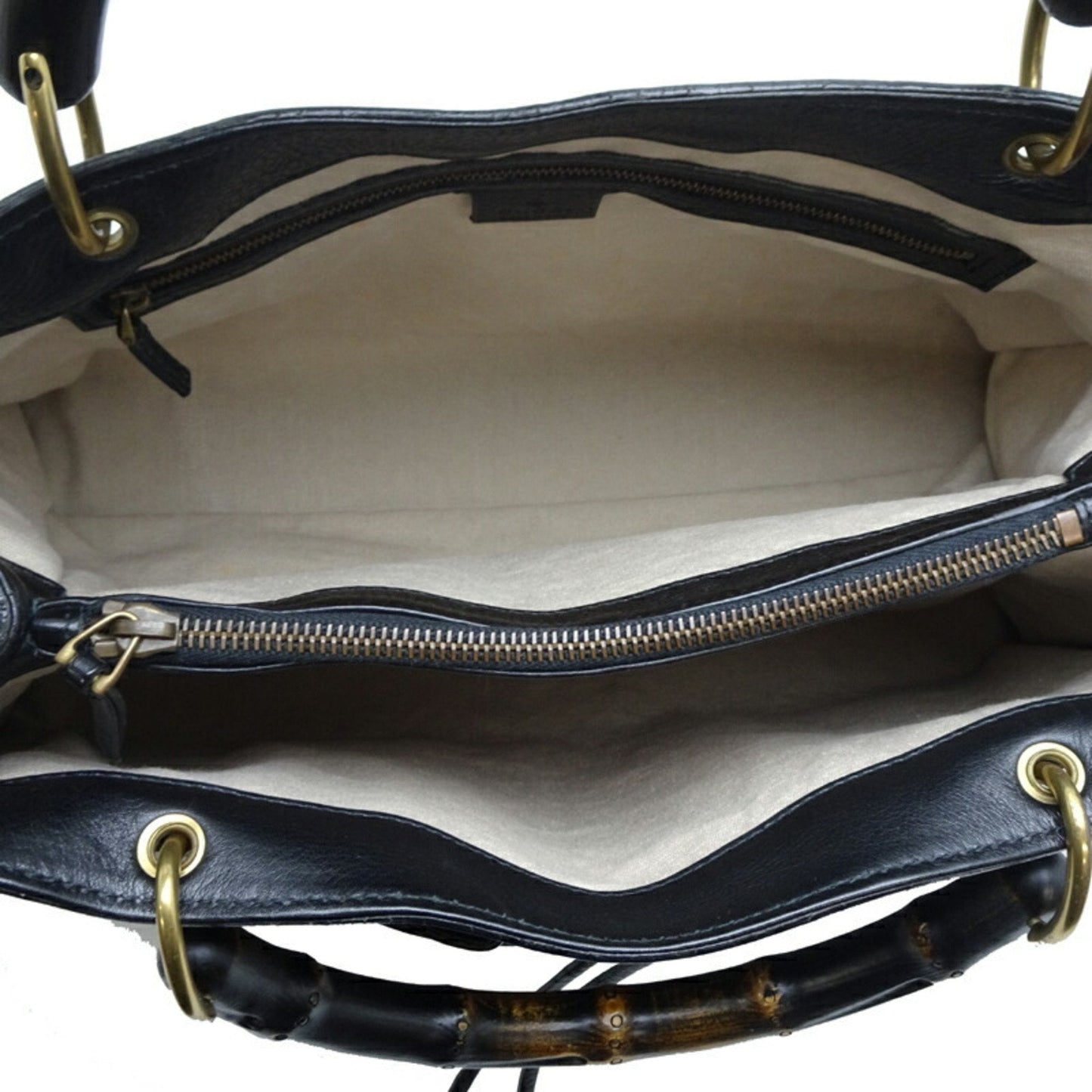 Gucci Black Bamboo Leather Handbag Tote Bag