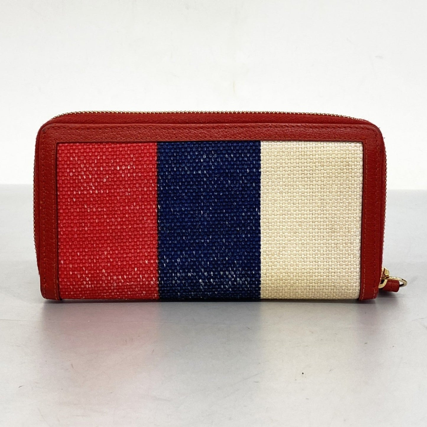 Gucci Red Color Canvas Leather Long Wallet (Bi-Fold)