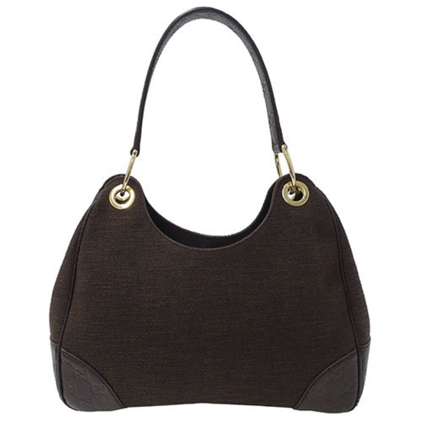 Gucci Dark Brown Canvas Leather Shoulder Bag