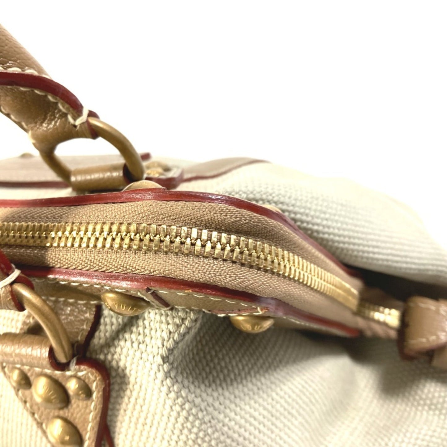 Louis Vuitton Beige Canvas Leather Handbag Shoulder Bag