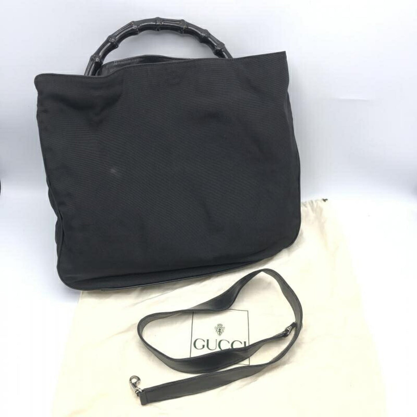 Gucci Black Bamboo Nylon Tote Bag
