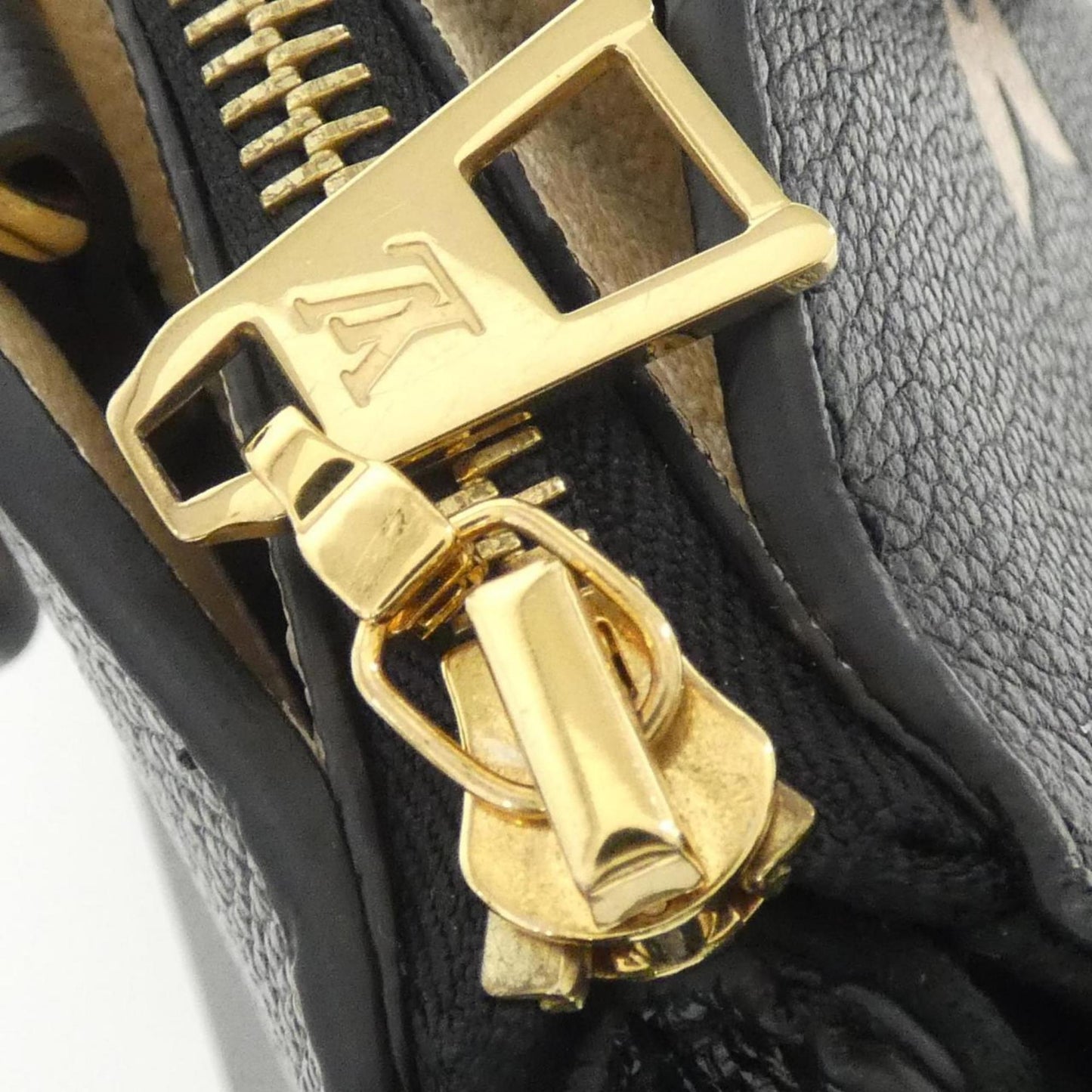 Louis Vuitton Beige Black Leather Handbag Shoulder Bag