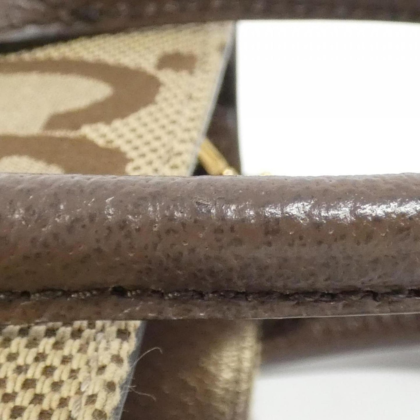 Gucci Brown Camel Canvas Leather Handbag