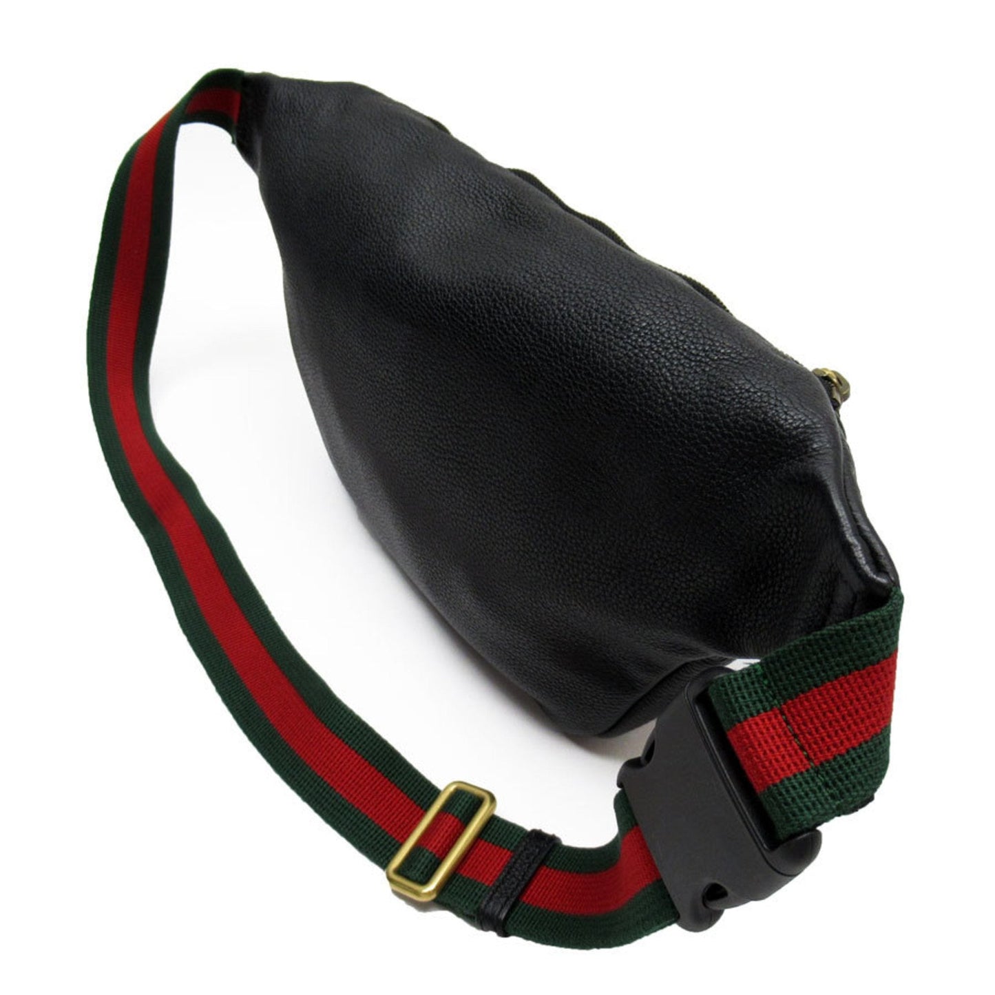 Gucci Black Green Red Color Leather Cotton Fanny Pack Sling Bag