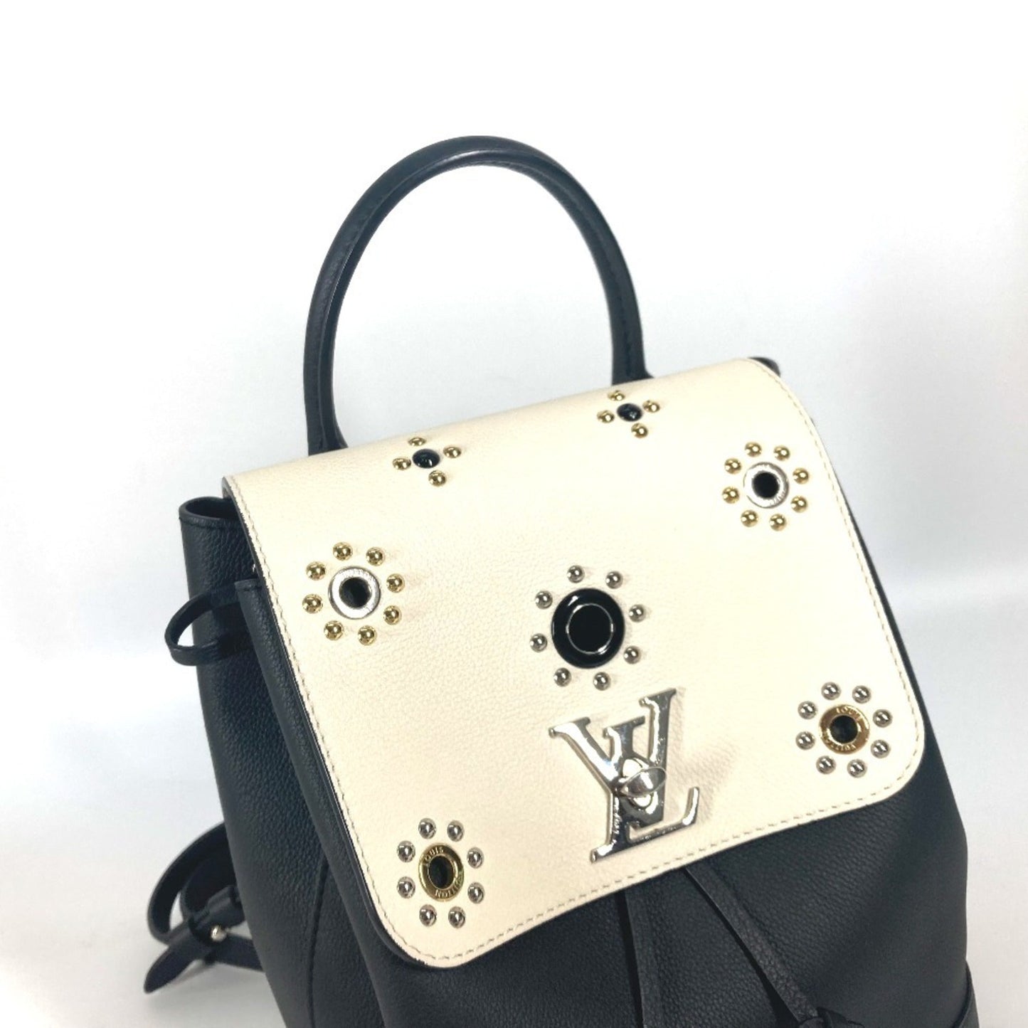 Louis Vuitton Black White Leather Backpack