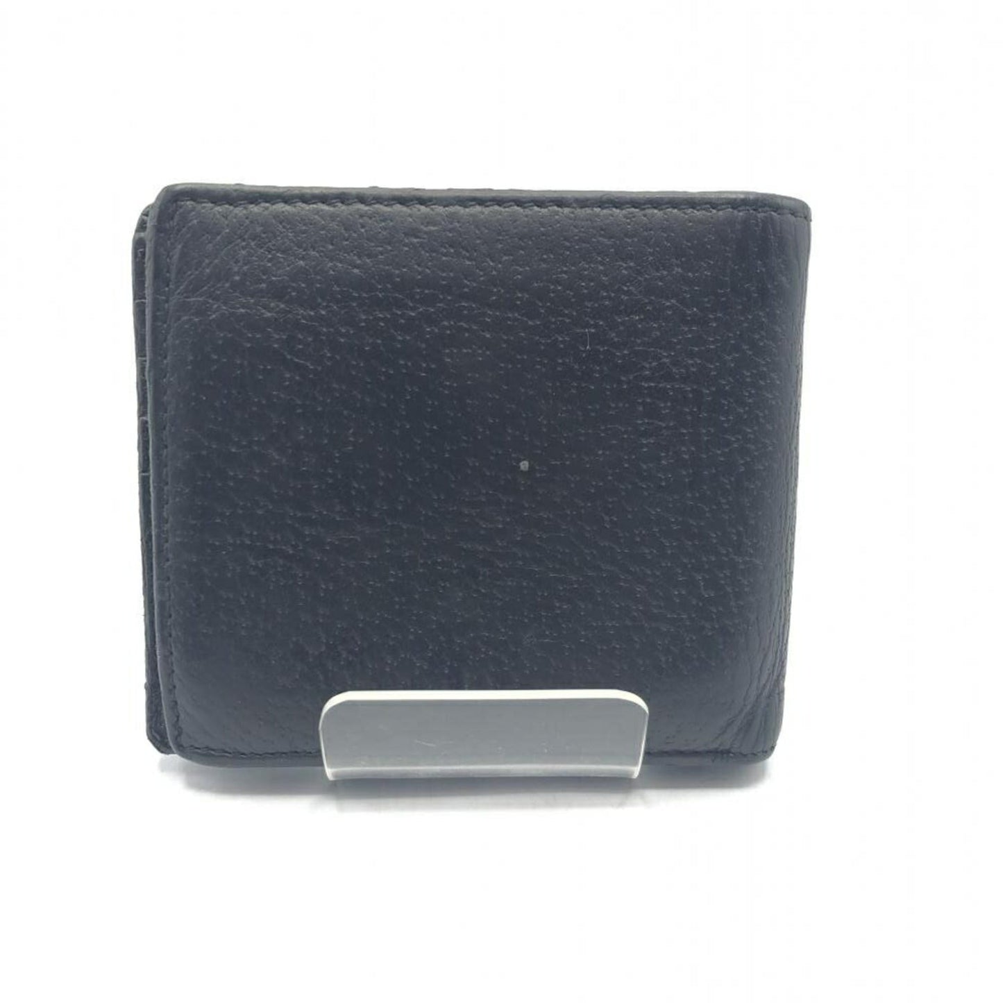 Gucci Black Gray Navy Leather Middle Wallet (Bi-Fold)