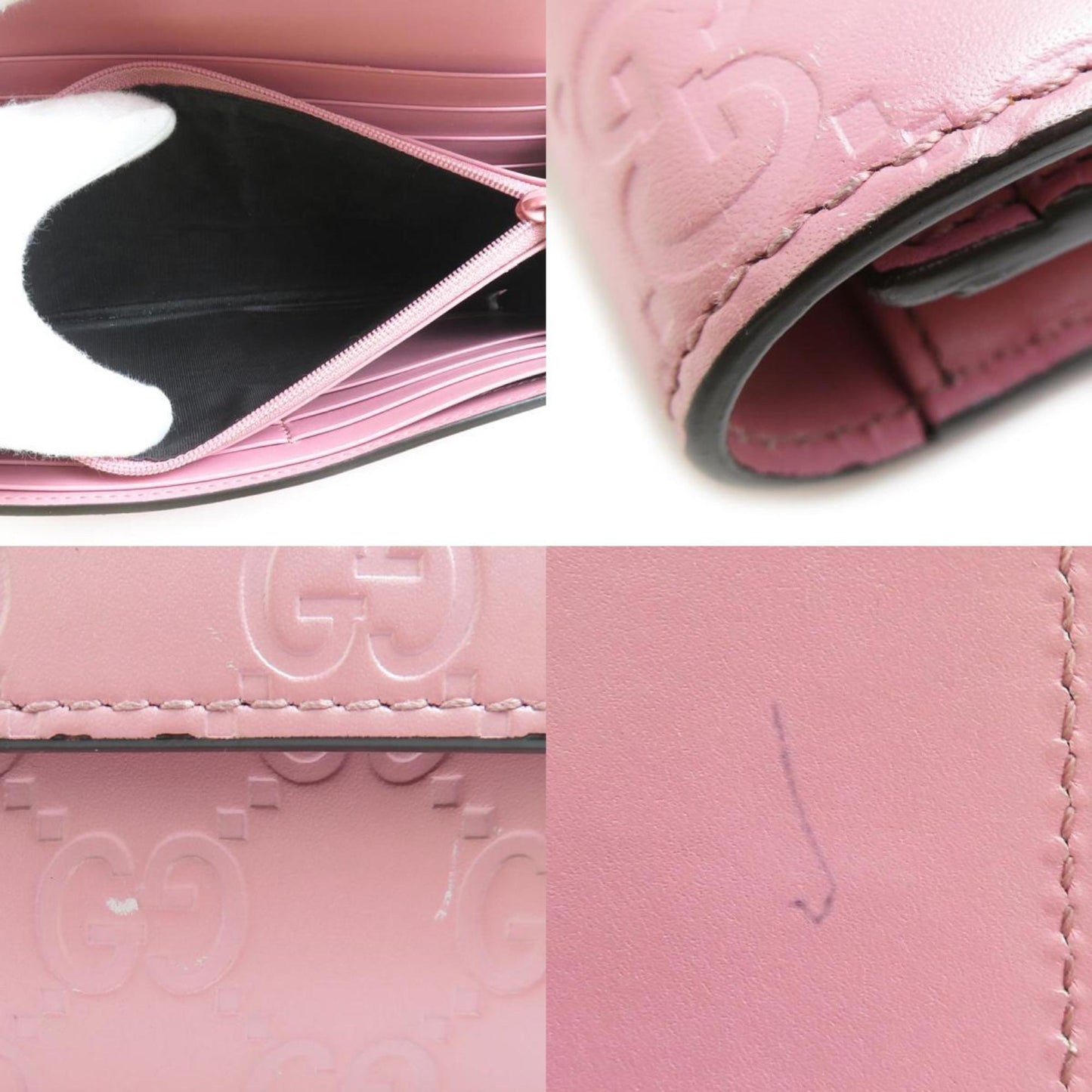 Gucci Pink Leather Long Wallet (Bi-Fold)