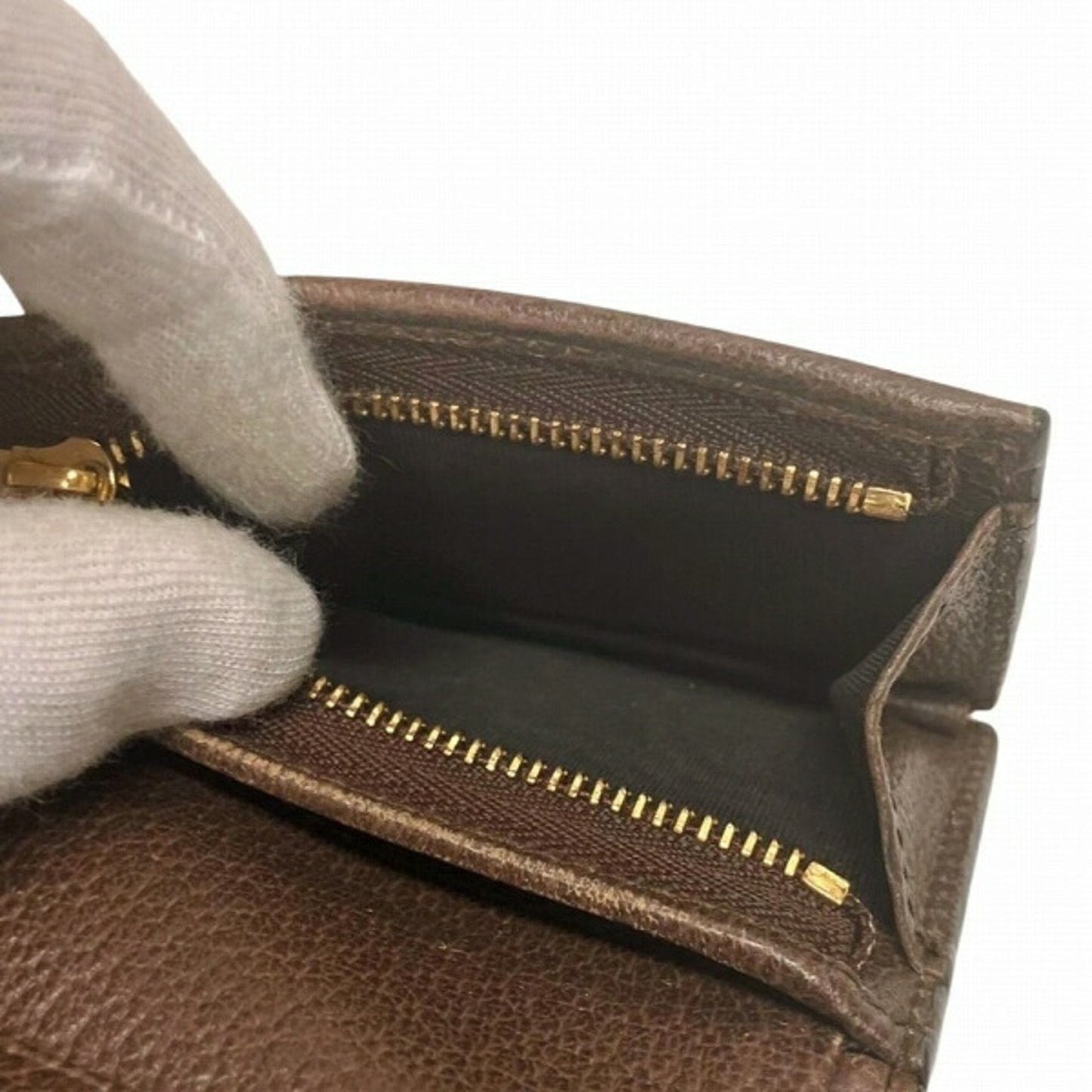 Gucci Beige Dark Brown Gg Supreme Leather Wallet (Bi-Fold)